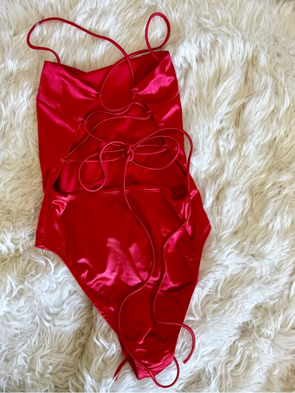 Princess Polly Red Satin Strappy Backless Bodysuit | Size 4 - Picture 5 of 11